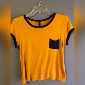 Mustard Ringer Tee with pocket
